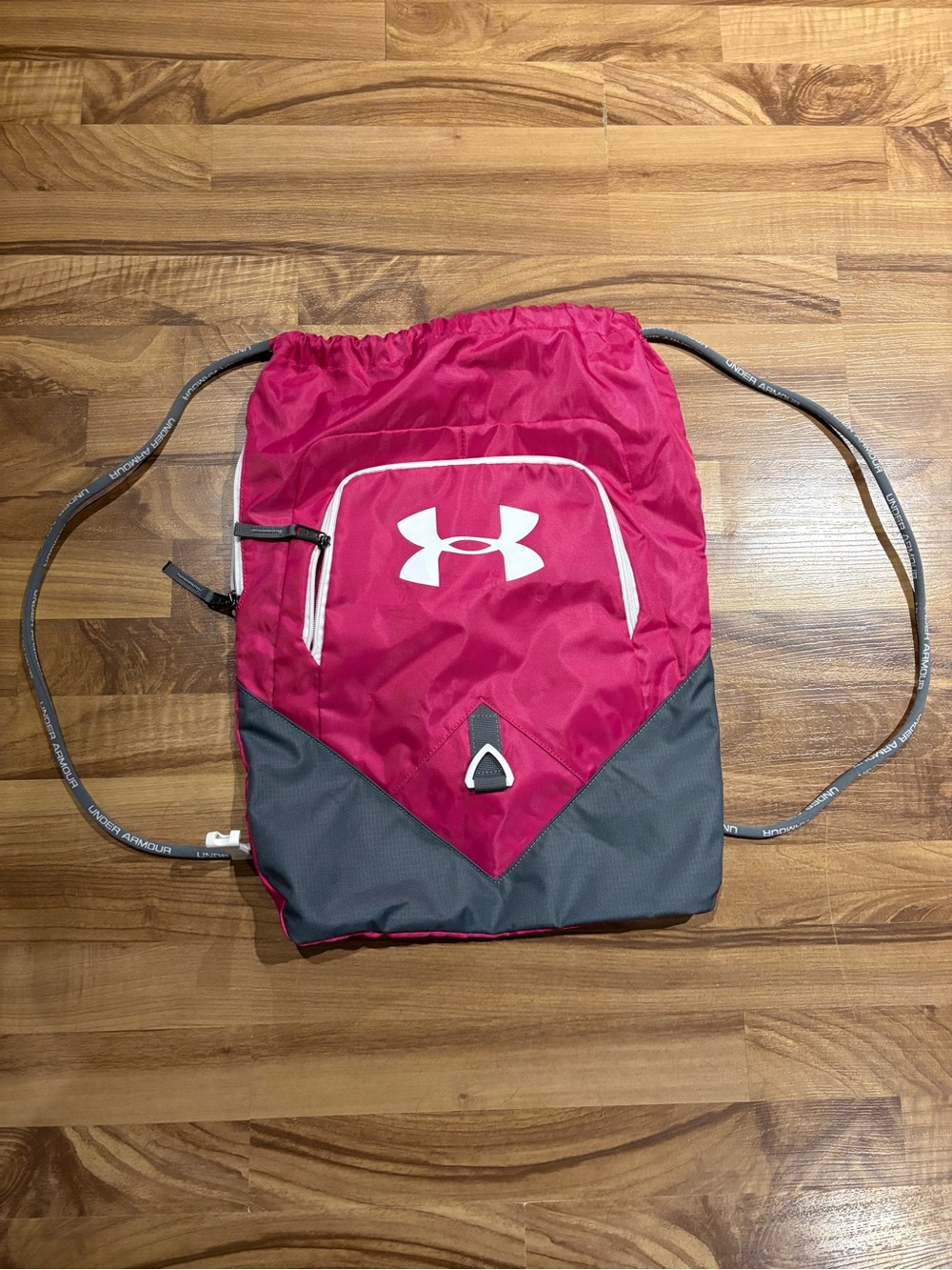 Under Armour Drawstring Backpack Bag Pink Pockets Stains